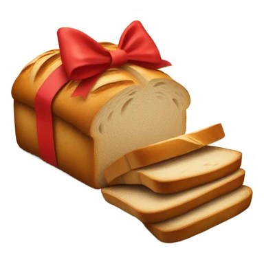 Bread with red bow and letter m sticker