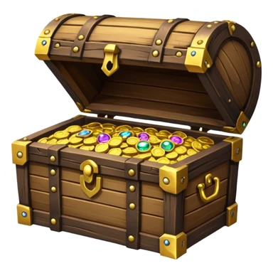 unlocked treasure chest glowing from the inside coins ,gems, RPG game style sticker