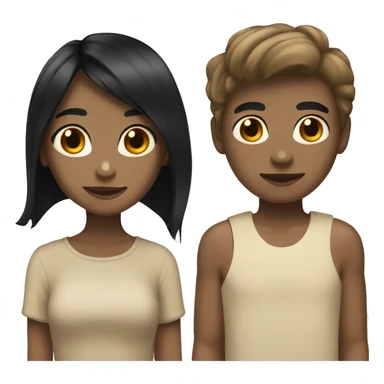 tan girl with long black hair with short brown haired pale boy sticker