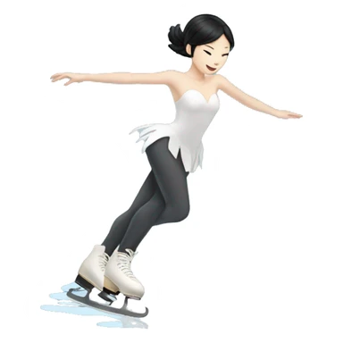 asian ice skater with black hair and pale skin skating trough the ice sticker