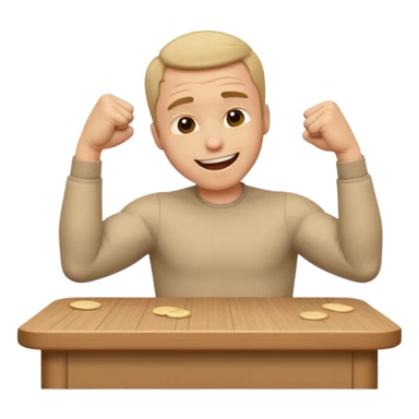 create a old style animated emoji with man leaning with forhead on left arm while hitting table repeatedly with right hand fist while laughing really hard so body shaking sticker