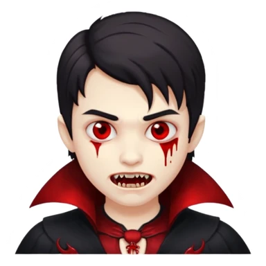 vampire boy, pale complexion, fangs sticker