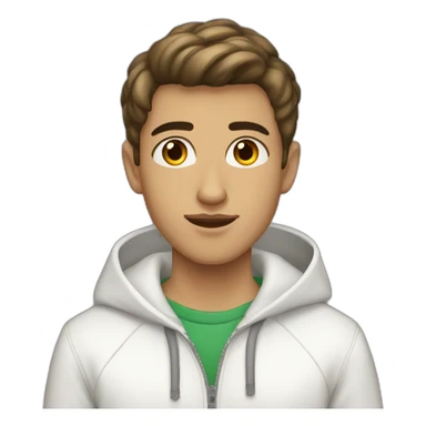 algerian teenage boy with very short gradient hair, brown eyes and long lashes, big nose and he is wear a white jacket sticker