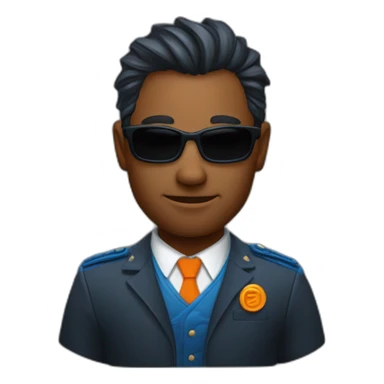 Un mec noir, avec des cheveux bleu et orange moutard. Sur la joue des symboles doré. Des cornes de bélier orange moutard sticker