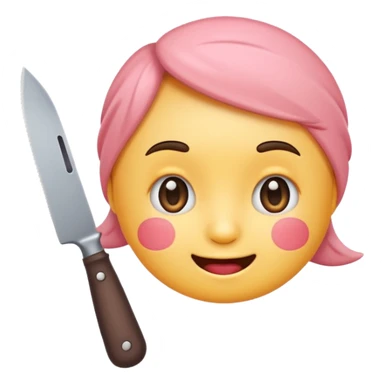 un emoji con cara adorable y un cuchillo sticker