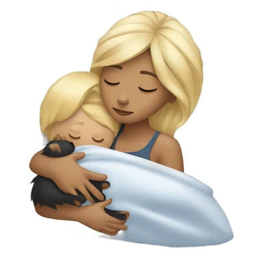 Blonde woman sleeping together with her Yorkie sticker