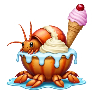Hermit crab with ice cream sundae shell sticker
