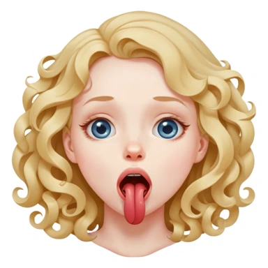 A girl with loose curls strangling her self with eyes looking up and  tongue slightly out of her mouth  sticker