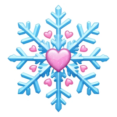 snowflake pink heart color white baby blue and pink glitter glow basic realist sticker