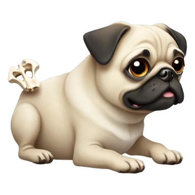 Pug with bone sticker