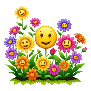 happy smiley garden flowers  sticker