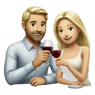 A white, brown haired man drinking wine with his blonde wife sticker