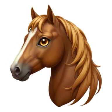 Cinematic Elegant Bay Horse Portrait Emoji, Head held high with a serene, majestic gaze, showcasing a magnificent bay fur with a rich, lustrous sheen, a flowing mane and tail, and radiant amber eyes that exude beauty and grace, Simplified yet majestically refined features, highly detailed, glowing with a soft, ethereal light, high shine, poised and breathtaking, stylized with an air of pure elegance, capturing the essence of a stunning and graceful steed, so beautiful it feels like it could gallop out of the screen with effortless charm! sticker