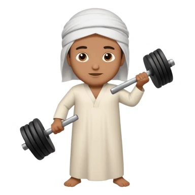 brown muslim man pushing weight wearing thobe  sticker