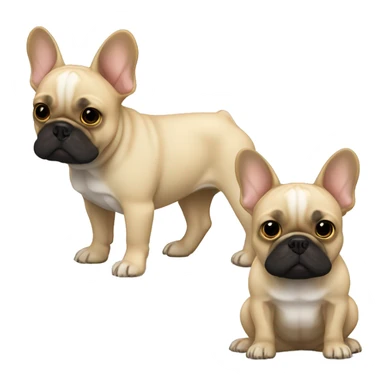 beige french bulldog with back fur over is eyes, as a line, and black snout animated sticker