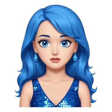 Katy Perry with blue eyes, blue long hair sticker