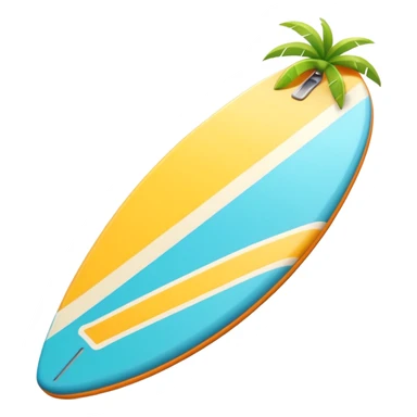 surfboard icon, tropical surfboard, glossy texture, bright colors, cute mobile game icon style, 3D cartoon, soft shadows, clean background, no text, no watermark sticker