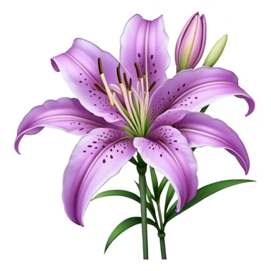 single Lavender Oriental Lily, straight stem sticker