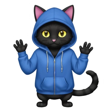 Black cat wearing a hoodie fursona (full body) sticker