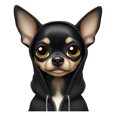 Black chihuahua in a black hoodie  sticker