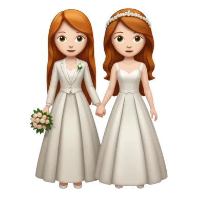 two girls getting married. one long haired ginger in a suit. one brunette in a dress sticker