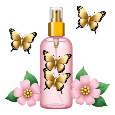 Light pink body mist bottle with gold butterflies and flowers   sticker