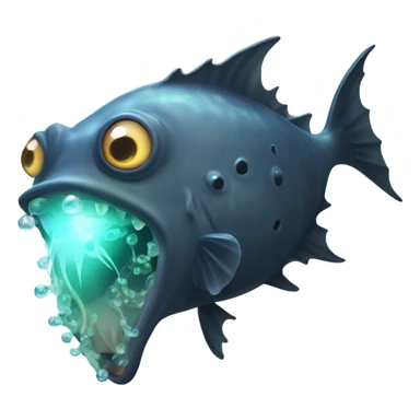 Anglerfish with glowing lure, sharp teeth, and big eyes. sticker