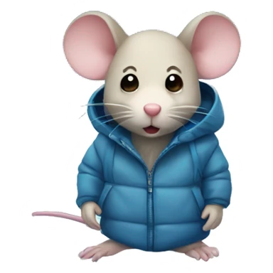 A boy mouse wearing a parka inside an icecube sticker