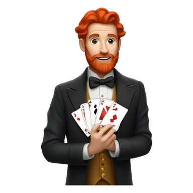 Magician with red beard holding cards sticker