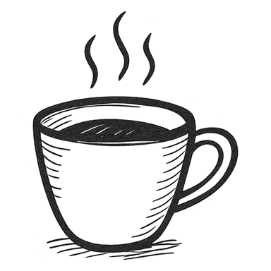 hand drawn outlined icon of a coffee cup, no fill sticker