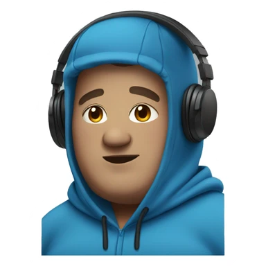 Fat human male wearing headphones and a blue hoodie  sticker