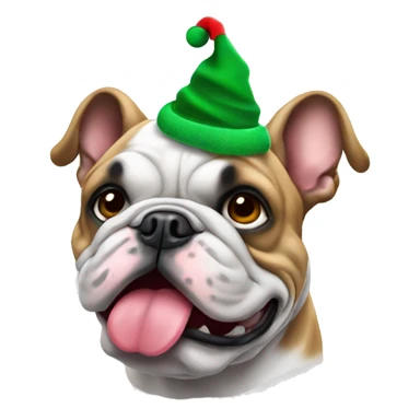 France bulldog with Christmas hat sticker