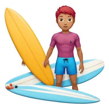 red haired asian surfer with surfboard  sticker