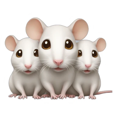 Three cute rats, one white, the other two brown sticker