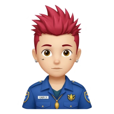 tattoed scout kid, spiky haired with scout uniform sticker