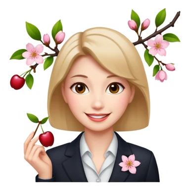 business woman with cherry blossom sticker