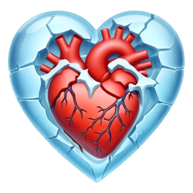 Heart encased in ice, fracture spreading sticker
