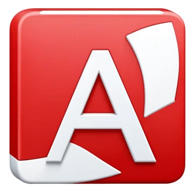 Red square and letter A in white sticker