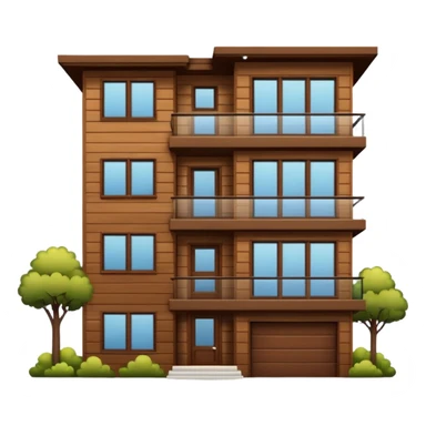 Make me a modern house with two floors, with big windows and brown wood panel on the outside sticker