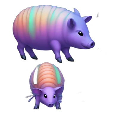 Vaporwave spotted cyan purple green orange gradient pig armadillo cow centipede insect sticker