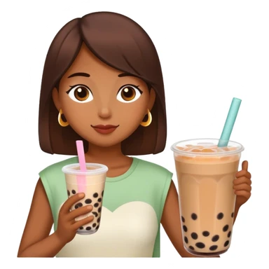 brown skin drinking boba tea sticker