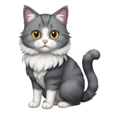 full body dark grey and white cat with white front legs sticker