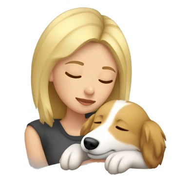 Blonde girl short hair sleeping with Shetland sheepdog sticker