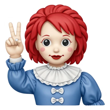 raggedy ann doll flipping off with middle finger creepy  sticker