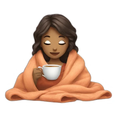 Girl drinking tea with blanket on sticker