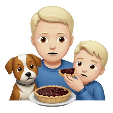 Sad man eats a pie. While i throw his dog at berlin sticker