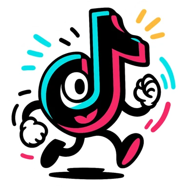 animated TikTok logo, vibrant colors, dynamic motion, modern style sticker