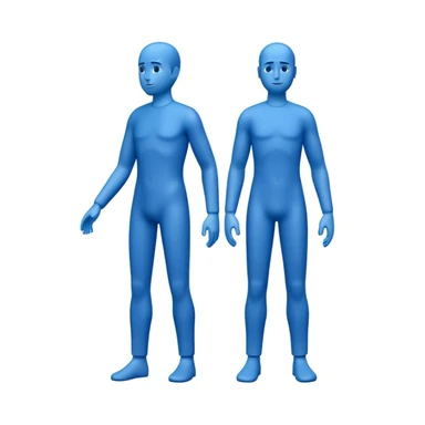 Create a clean emoji of the Billie Eilish Blohsh logo in solid blue color. The emoji should only include the Blohsh figure, without any background, text, or effects. Make sure it looks like the official logo — simple, standing human figure, slightly leaning. Minimalist, iconic sticker