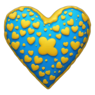 Blue and yellow heart sticker