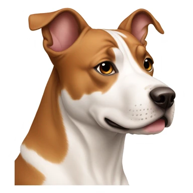 a beautiful white dog with brown eyebrows of the Amstaff breed with uncapped ears sticker